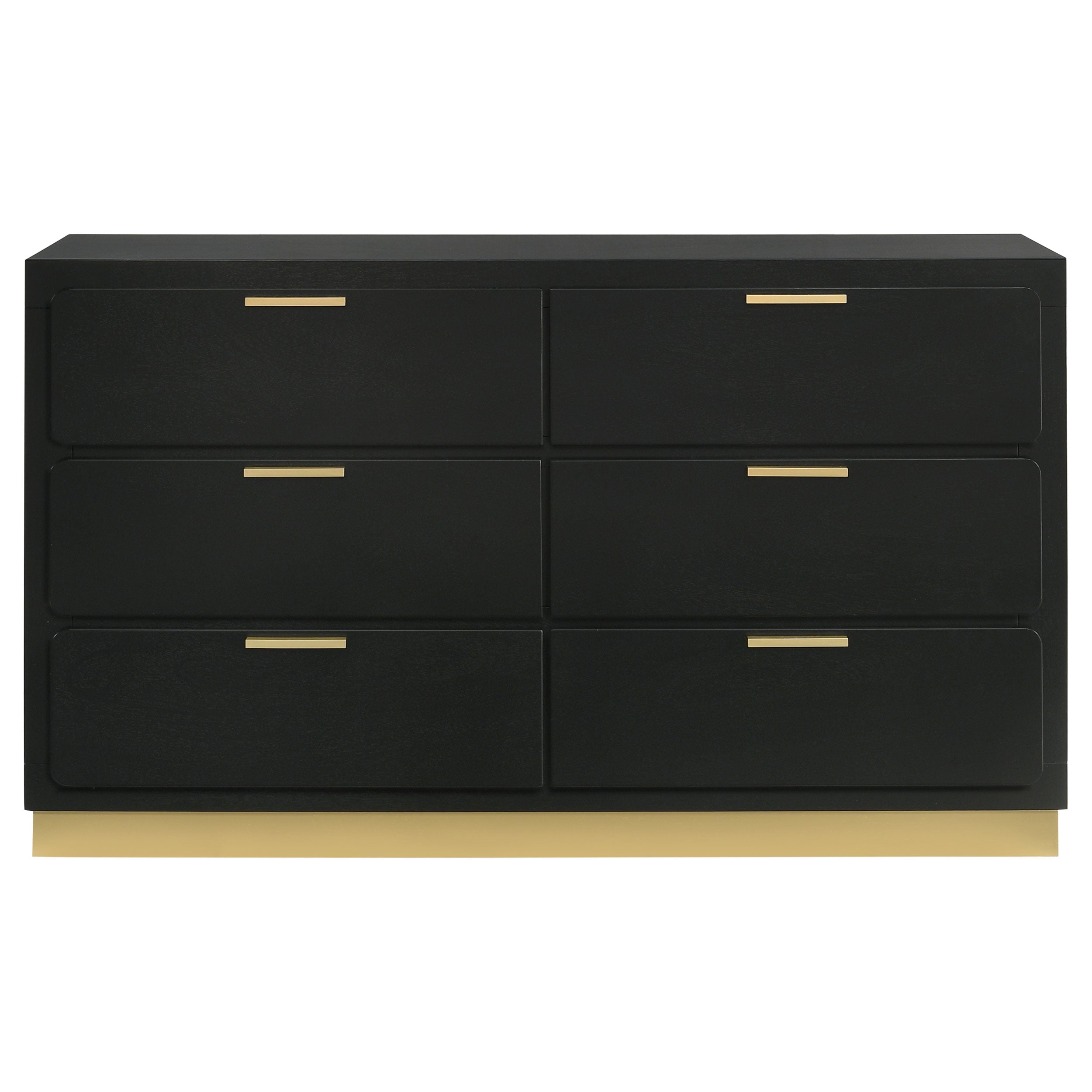 Caraway 6-drawer Bedroom Dresser with Mirror Black