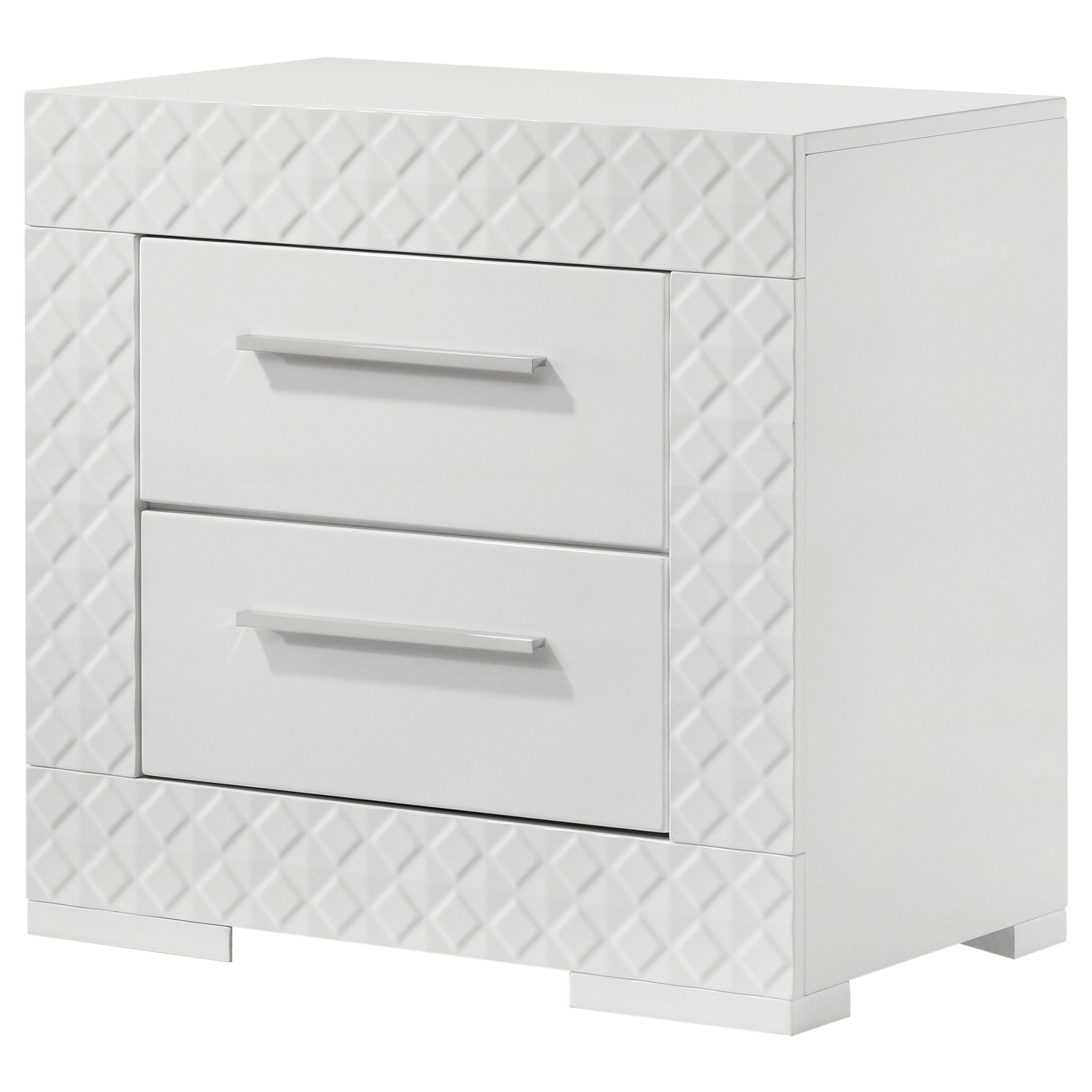 Ives 2-drawer Nightstand Bedside Table White High Gloss