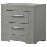 Ives 2-drawer Nightstand Bedside Table Grey High Gloss