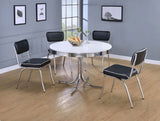 Retro  Oval Dining Table Set White and Black