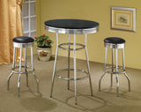 Retro  Round 1950s Bistro Pub Bar Table Set Black