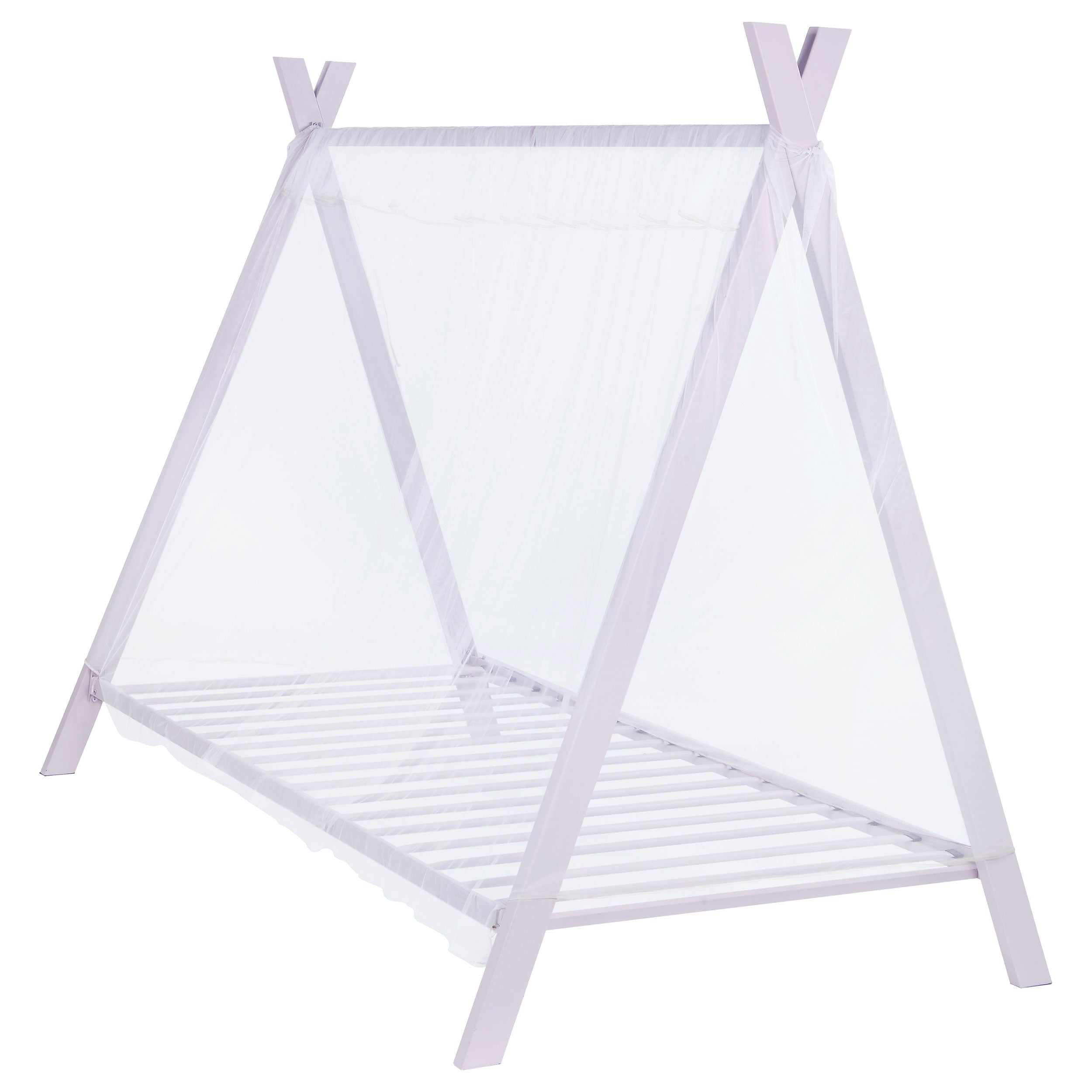 Fultonville Metal Twin Tent Bed with 7-inch Mattress Pink