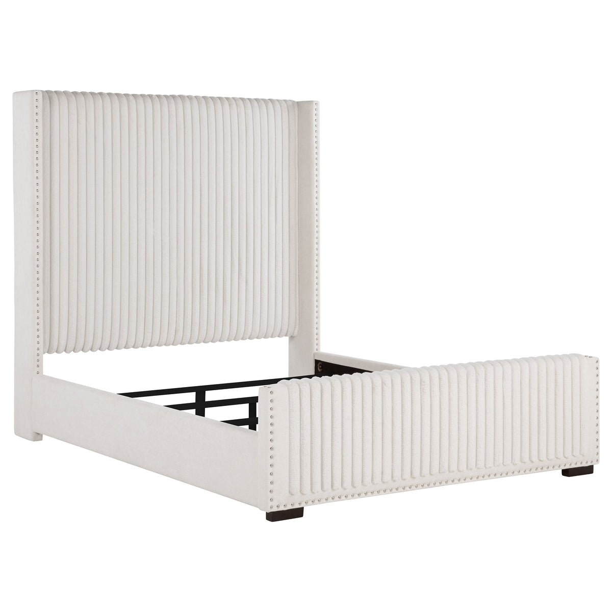 Natasha 65-inch Upholstered  Wingback Bed Cream