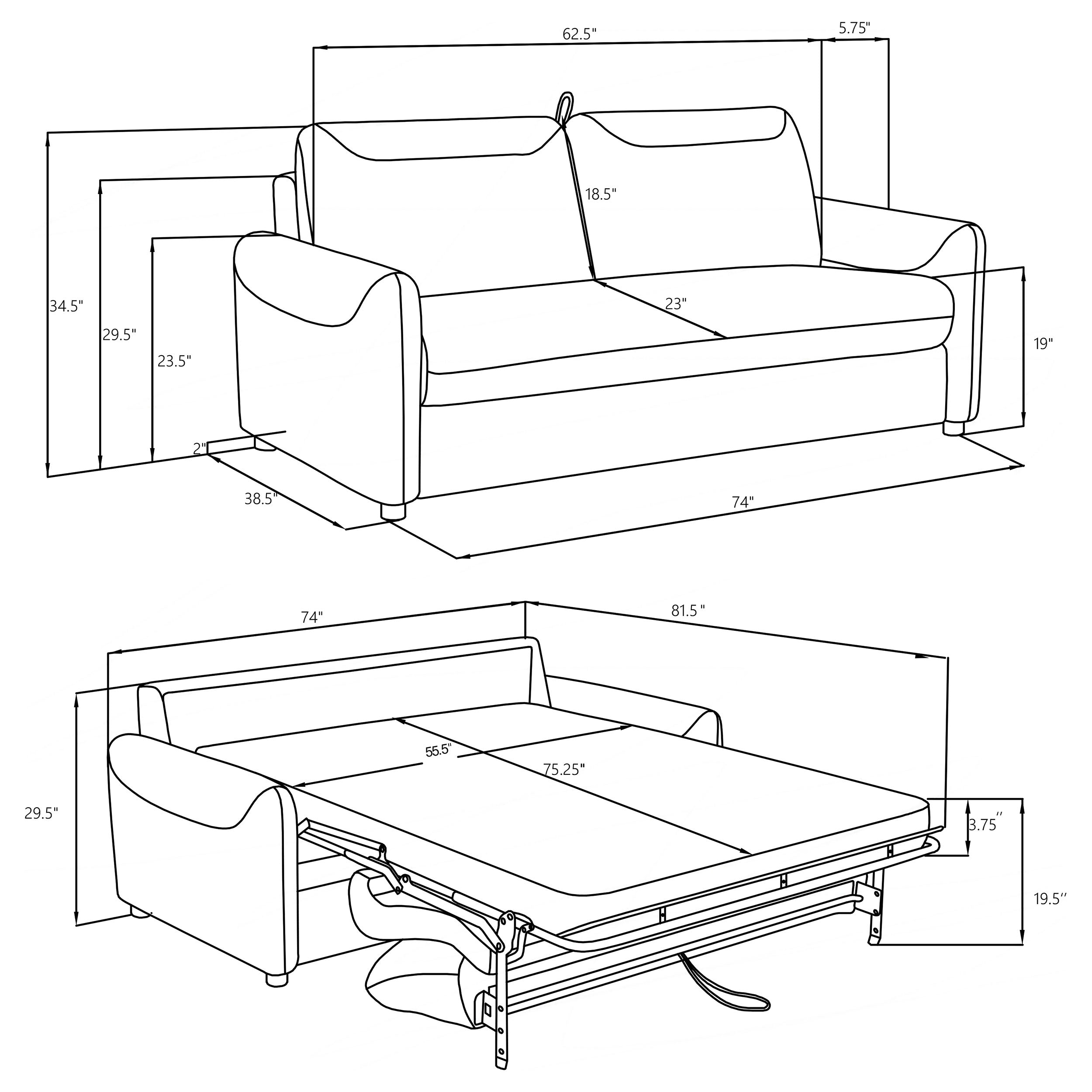 Rylie Upholstered Sofa Sleeper with Queen Mattress Beige