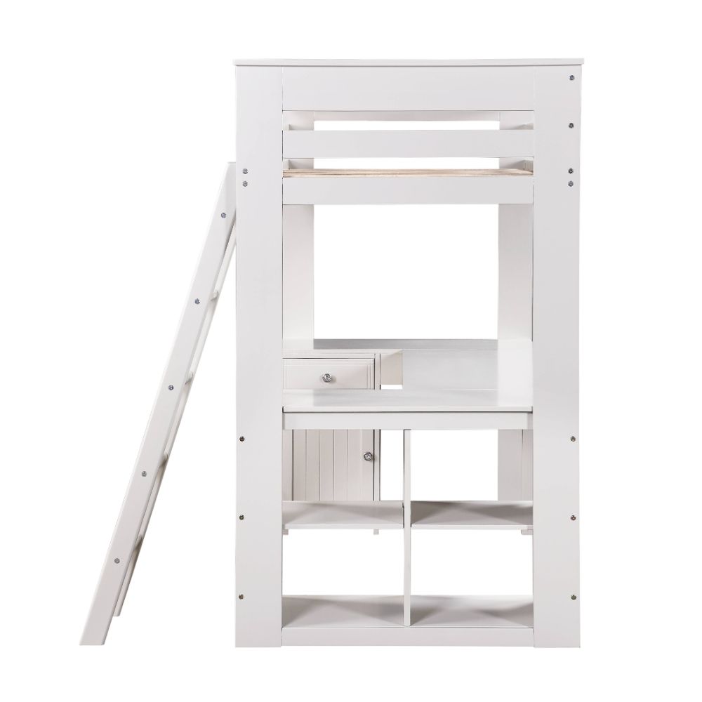 Ambar Twin Loft Bed W/Desk & Bookcase & Chest