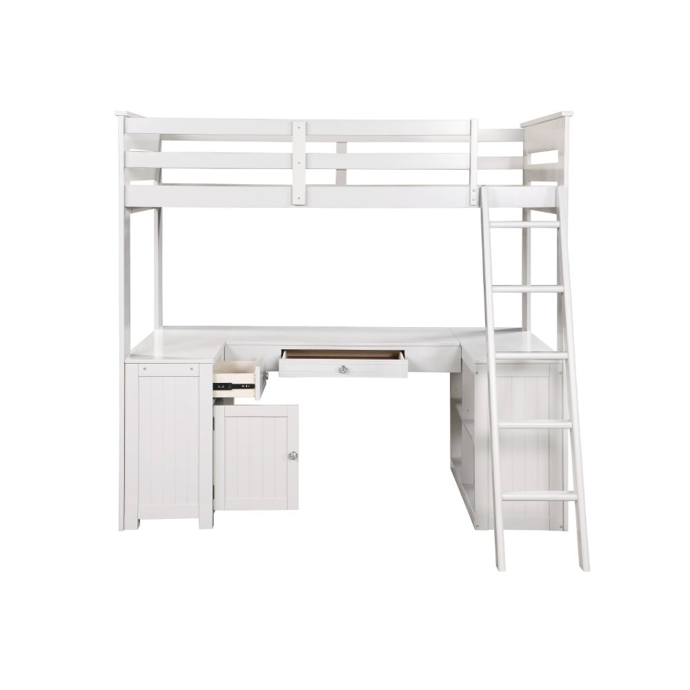 Ambar Twin Loft Bed W/Desk & Bookcase & Chest