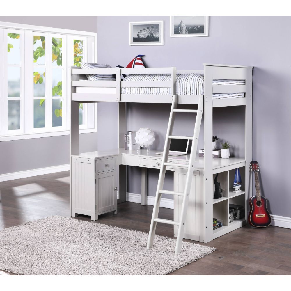 Ambar Twin Loft Bed W/Desk & Bookcase & Chest