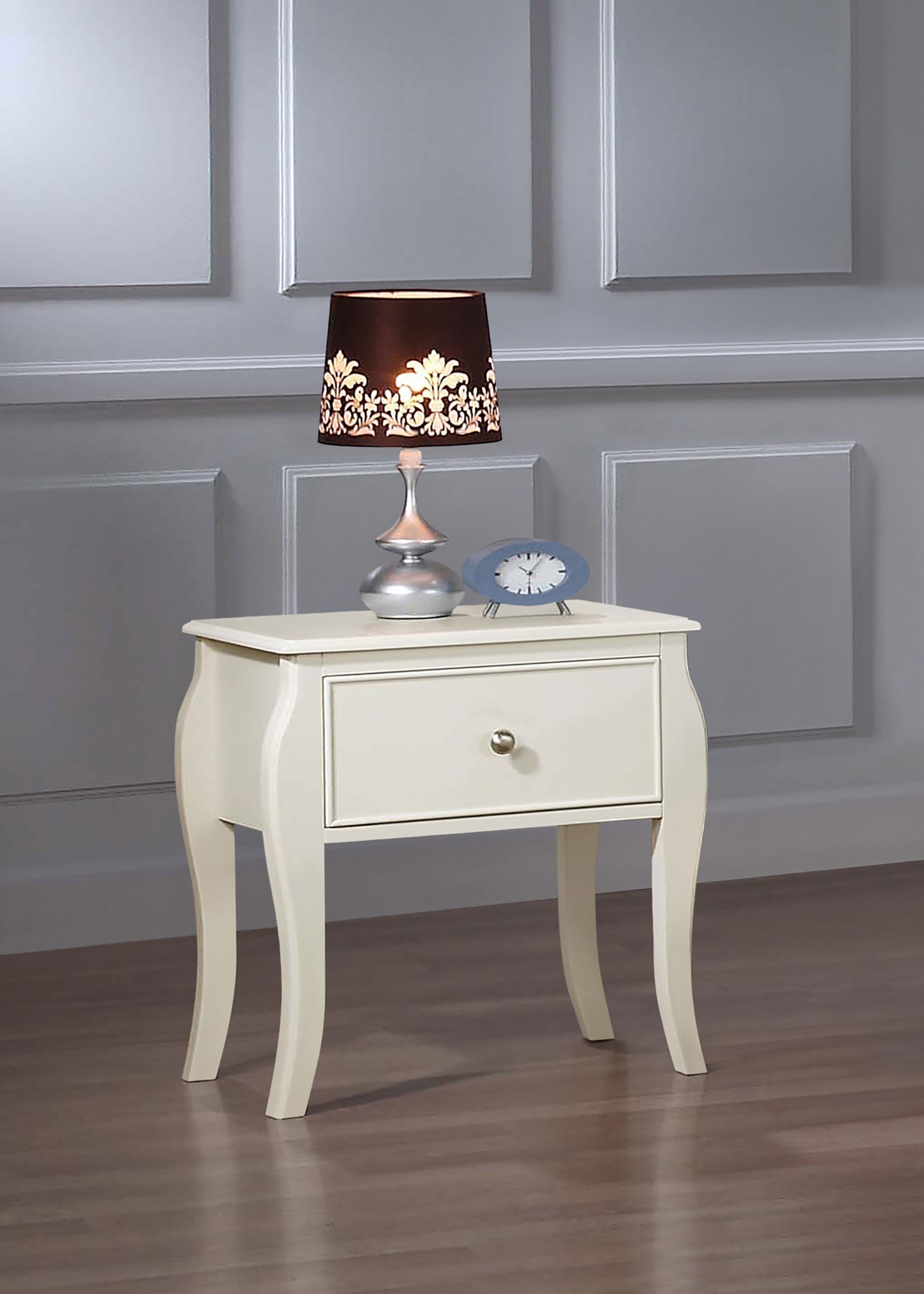 Dominique 1-drawer Nightstand Cream White