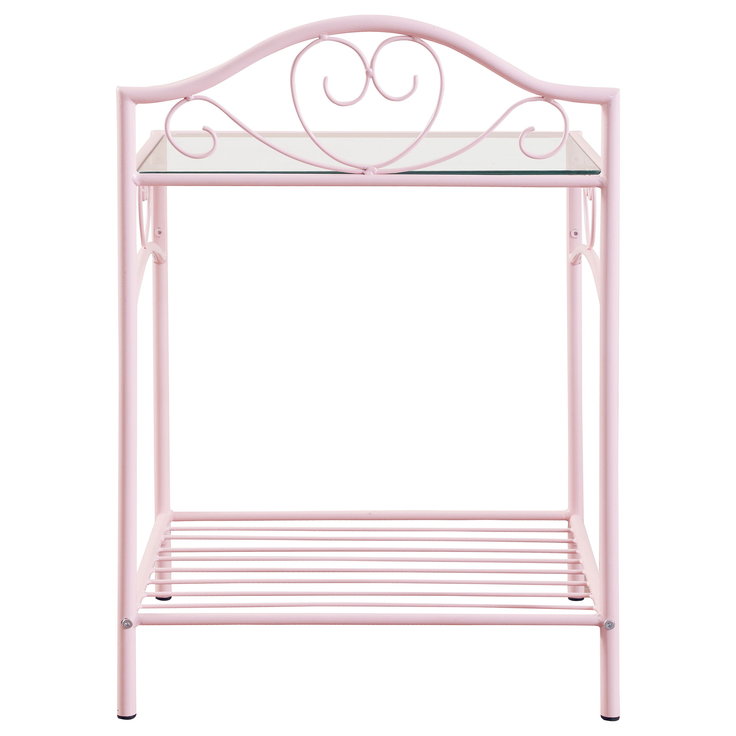 Massi 1-shelf Nightstand with Glass Top Powder Pink