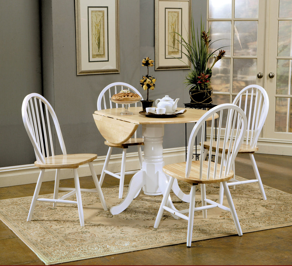 Allison  Drop Leaf Dining Set Natural Brown and White