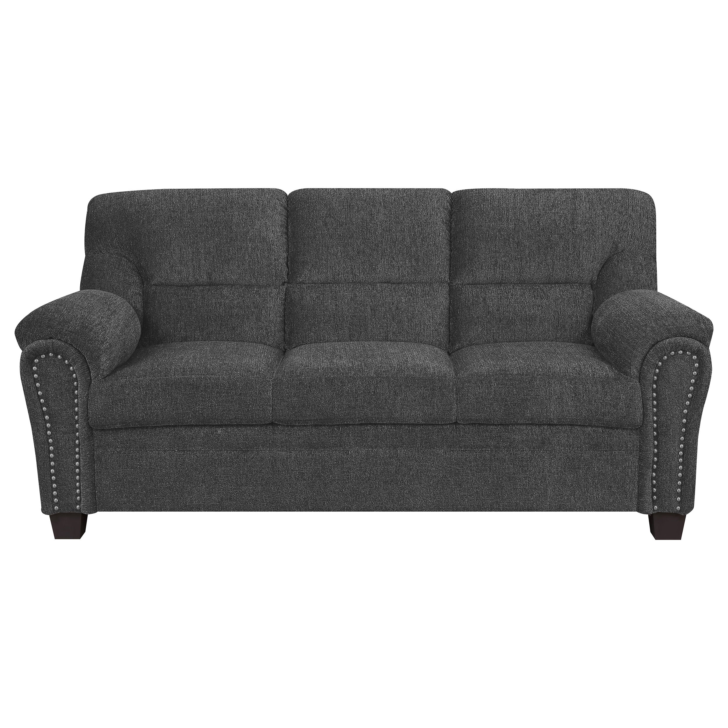 Clementine Upholstered Sofa with Nailhead Trim Grey