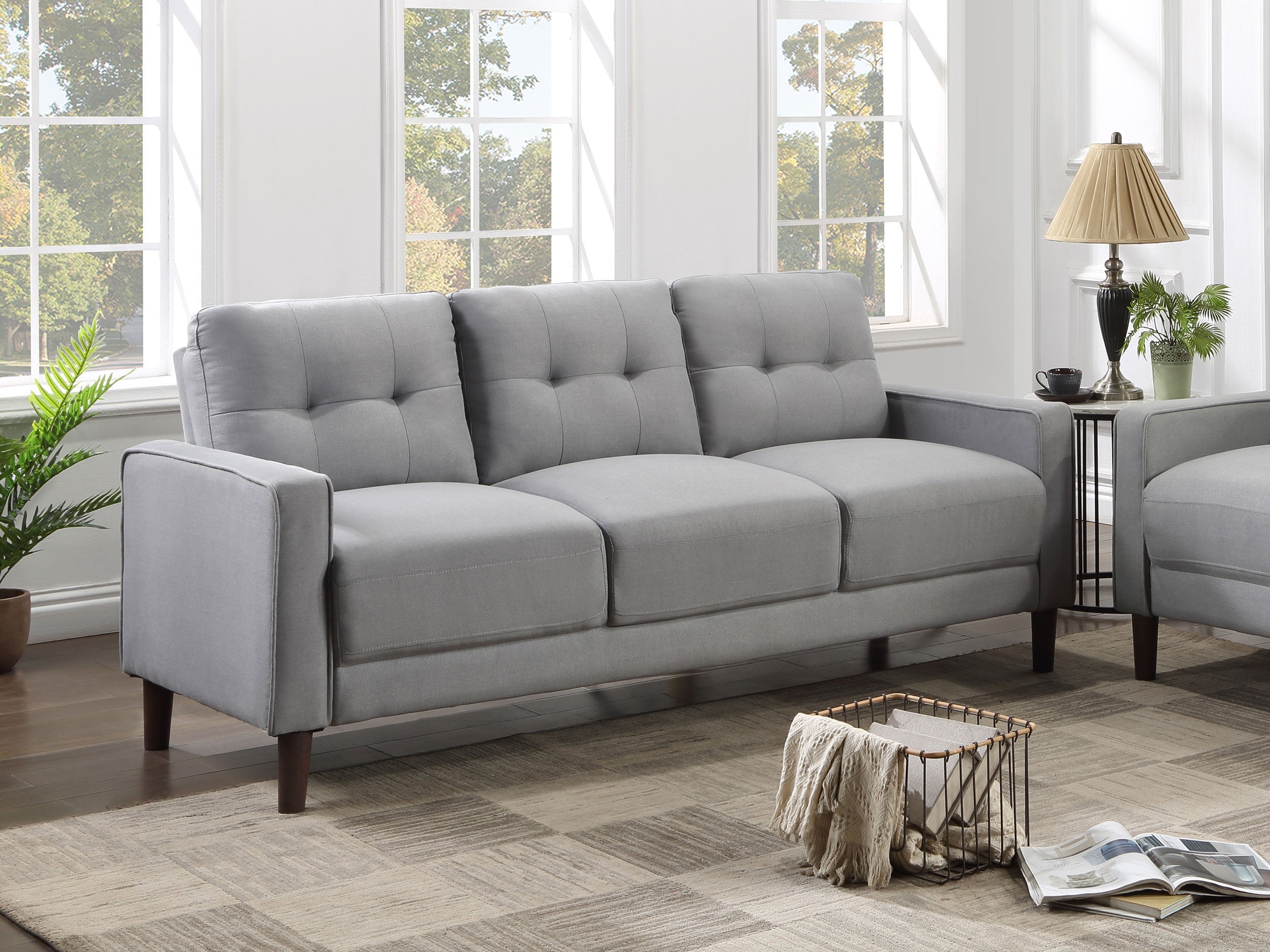 Bowen Upholstered Track Arms Tufted Sofa Grey