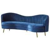 Sophia Upholstered Camel Back Sofa Blue