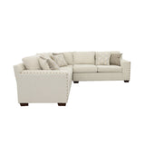 Aria L-shaped Sectional with Nailhead Oatmeal