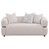 Jeanette 73-inch Fabric Upholstered Round Arm Loveseat Beige