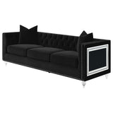 Delilah Upholstered Tufted Tuxedo Arm Sofa Black