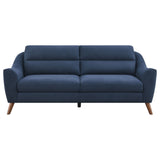 Gano Sloped Arm Upholstered Sofa Navy Blue