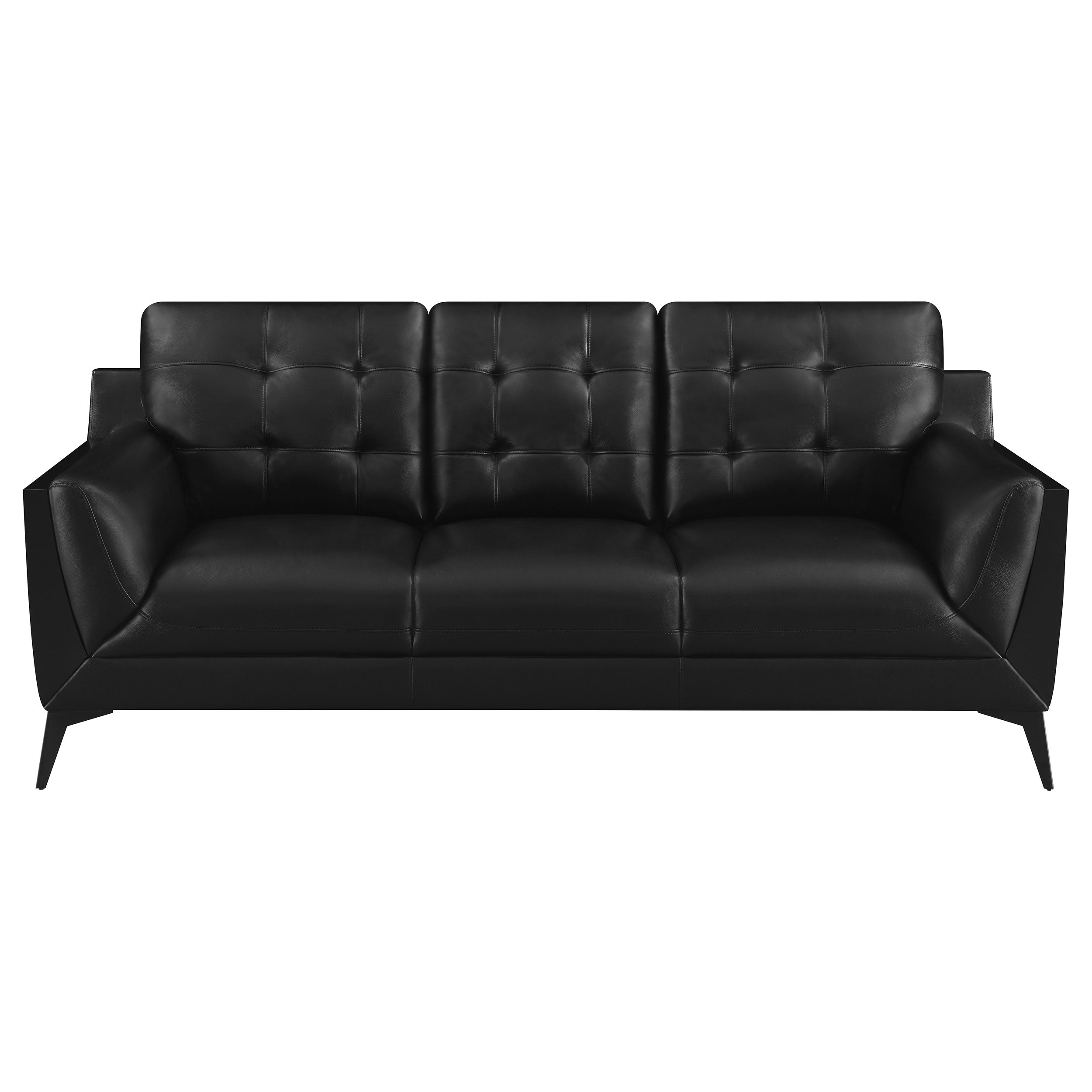 Moira Upholstered Tufted Sofa with Track Arms Black