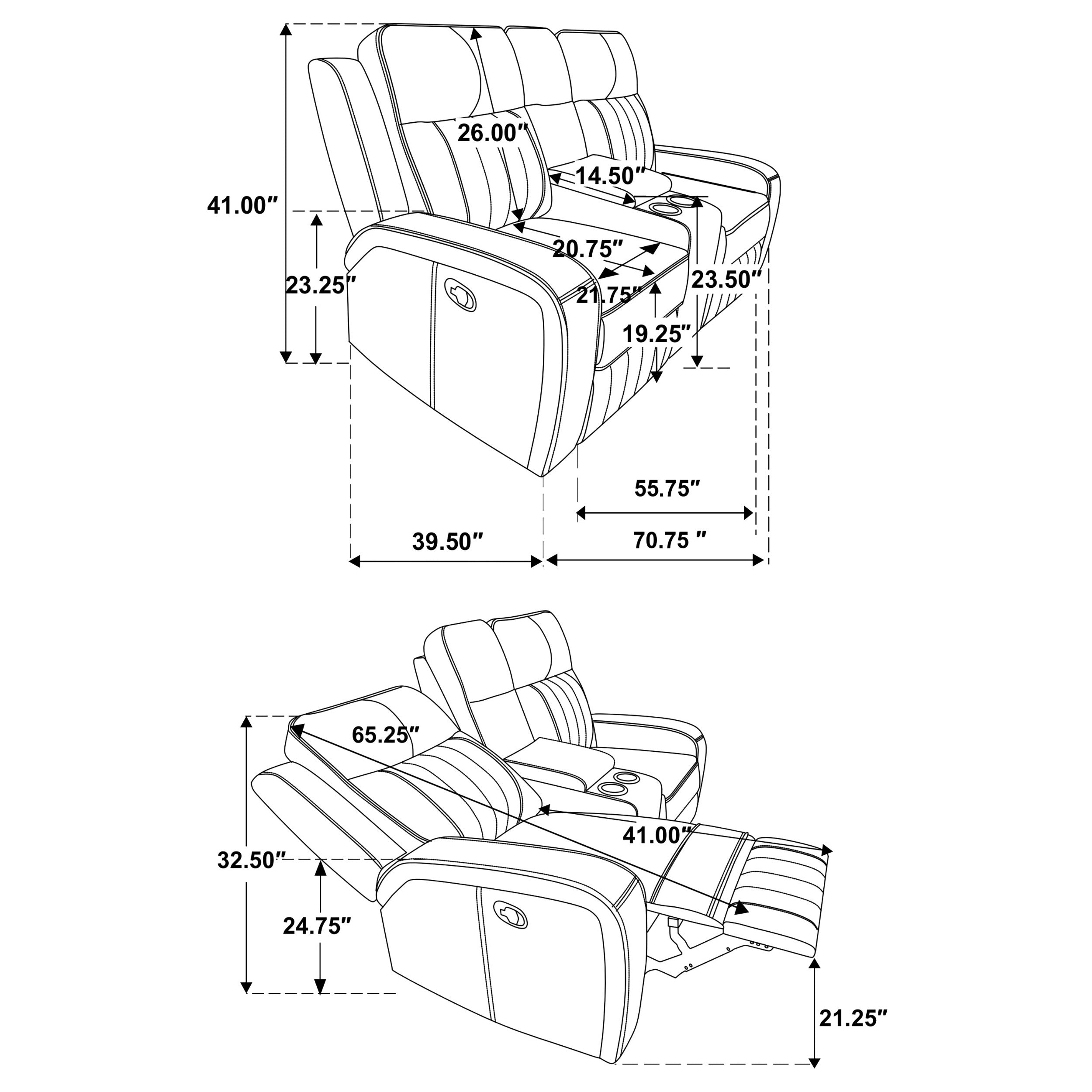 Raelynn Upholstered Motion Reclining Loveseat Grey