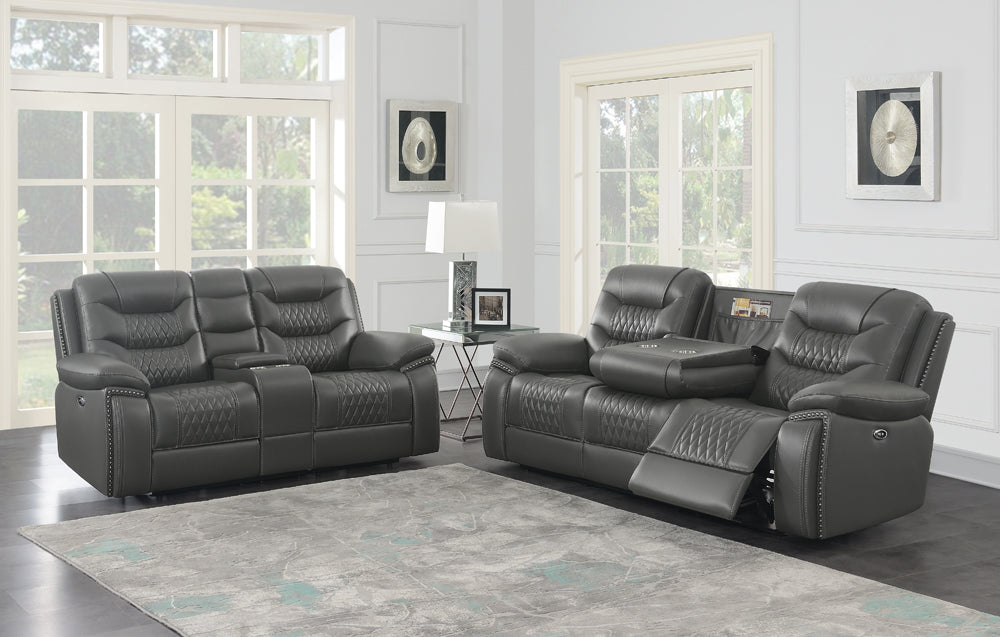 Flamenco Tufted Upholstered Power Sofa Charcoal