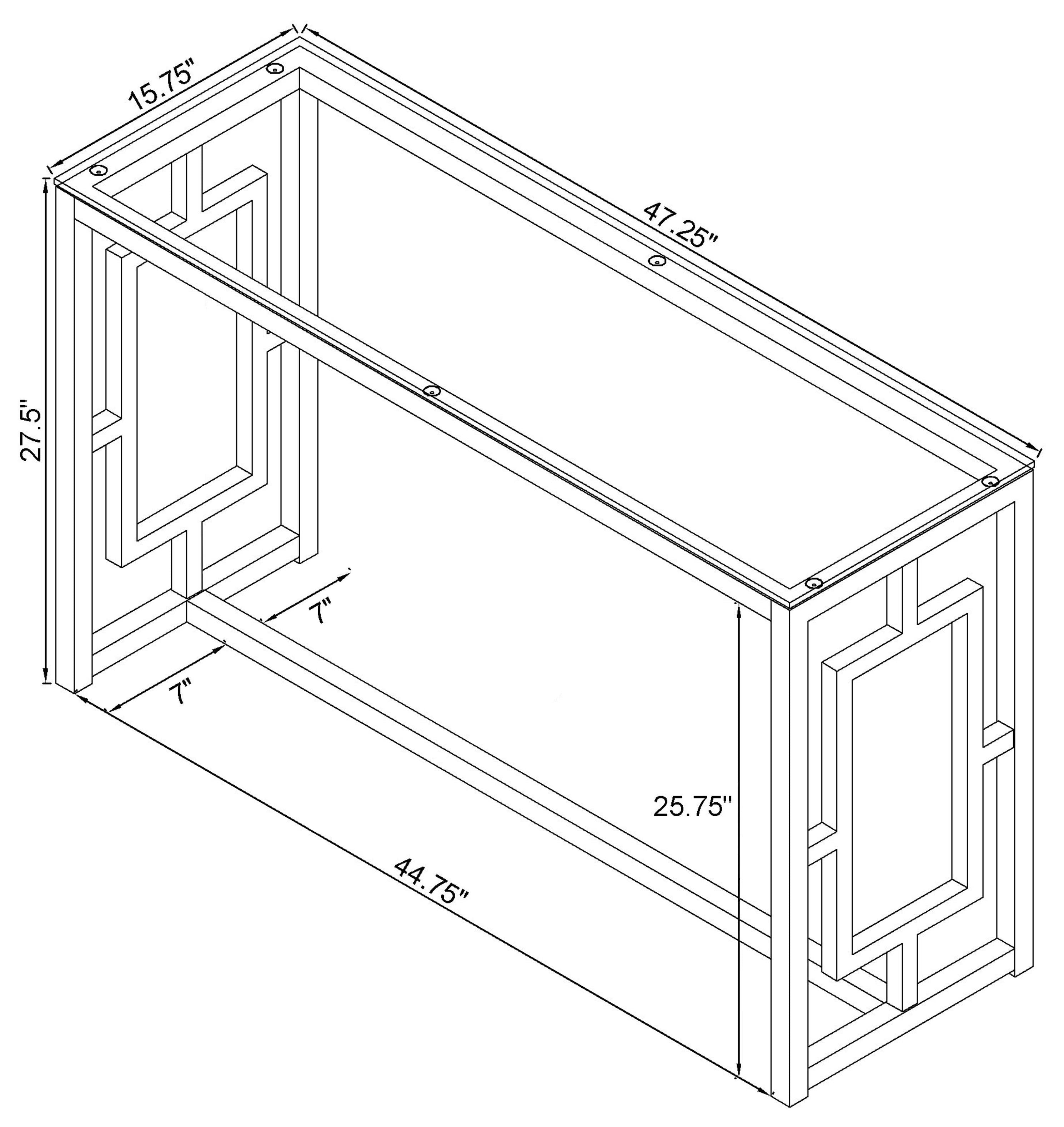 Merced Rectangle Glass Top Sofa Table Nickel