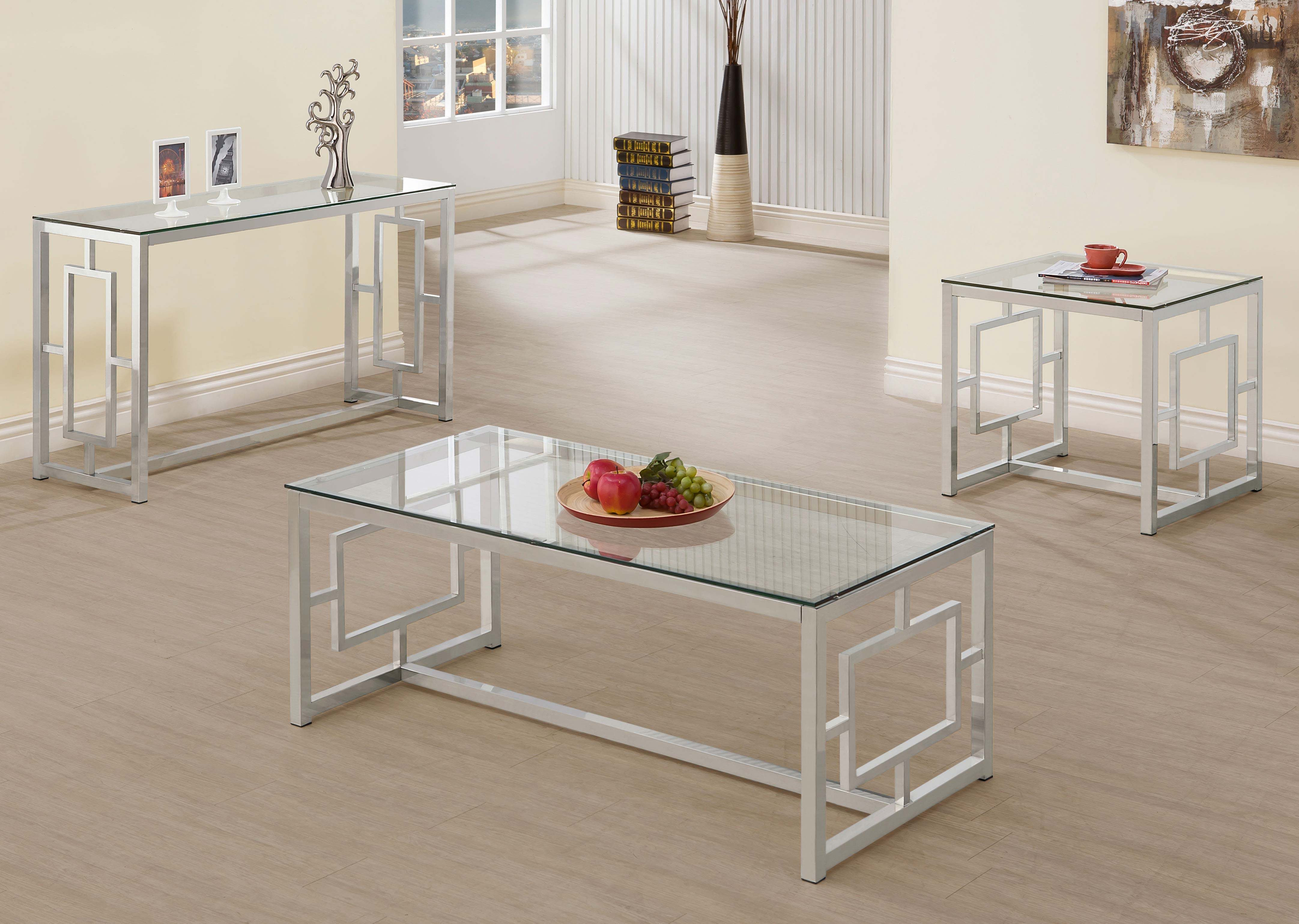 Merced Rectangle Glass Top Sofa Table Nickel