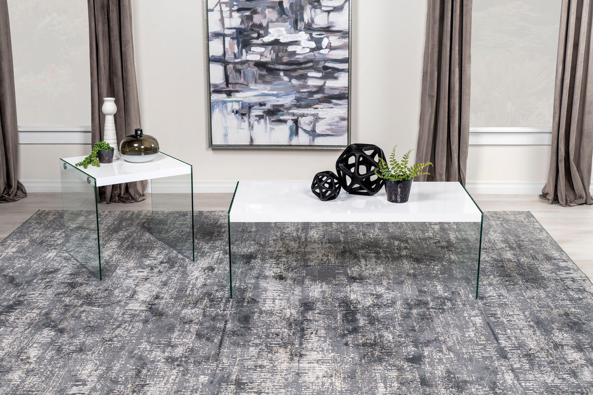 Opal Coffee and End Table Set White High Gloss