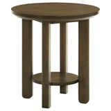 Ottowa Round Wood Side End Table with Shelf Brown