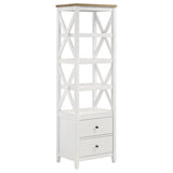 Angela 4-shelf Wooden Media Tower with Drawers Brown and White