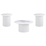 Rowena Coffee and End Table Set White Faux Marble