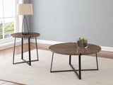 Marcus Round Coffee and End Table Set Light Brown