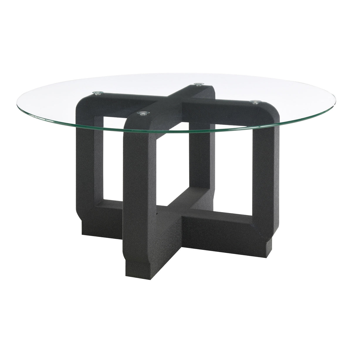 Acklin Round Clear Glass Top Coffee Table Black