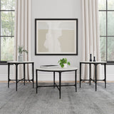 Hermas  Round Marble Coffee and End Table Set White