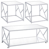 Provins  Coffee and End Table Set Mirror and Chrome