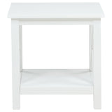 Skyview Square Pine Wood Side End Table with Shelf White