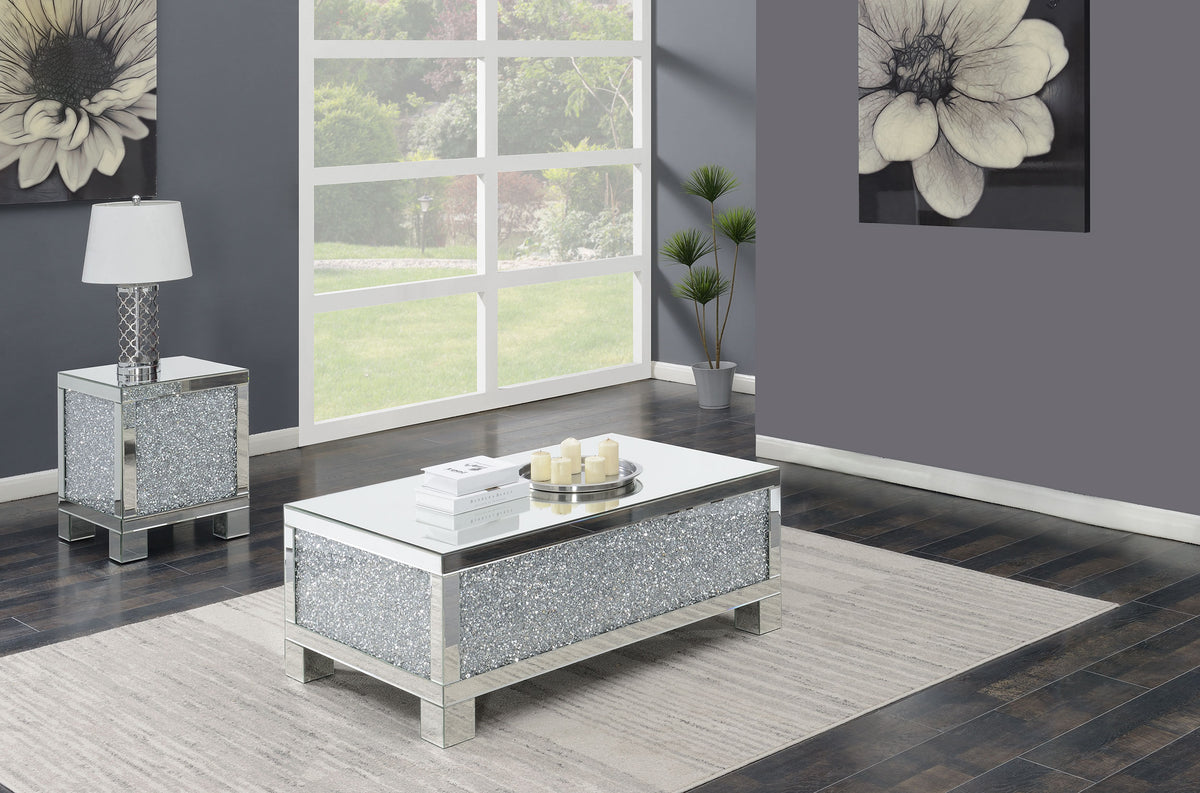 Gillian Mirrored Coffee and End Table Set Silver