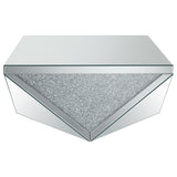 Amore Square Coffee Table with Triangle Detailing Silver and Clear Mirror