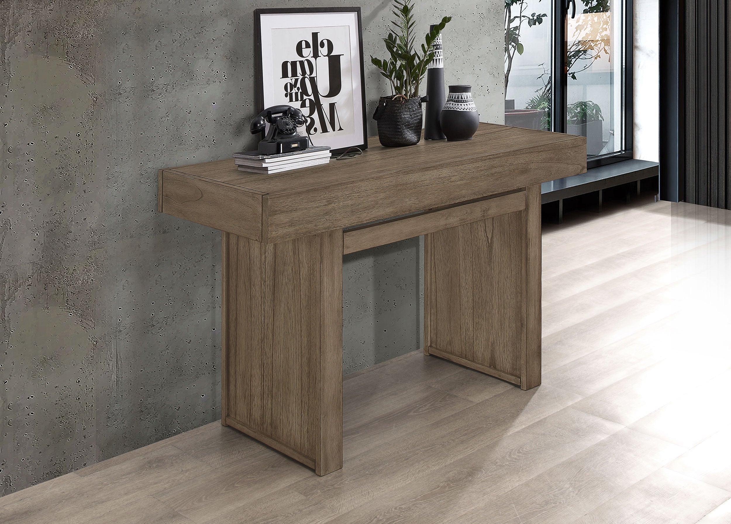 Owen Rectangle Sofa Table with Hidden Storage Wheat Brown