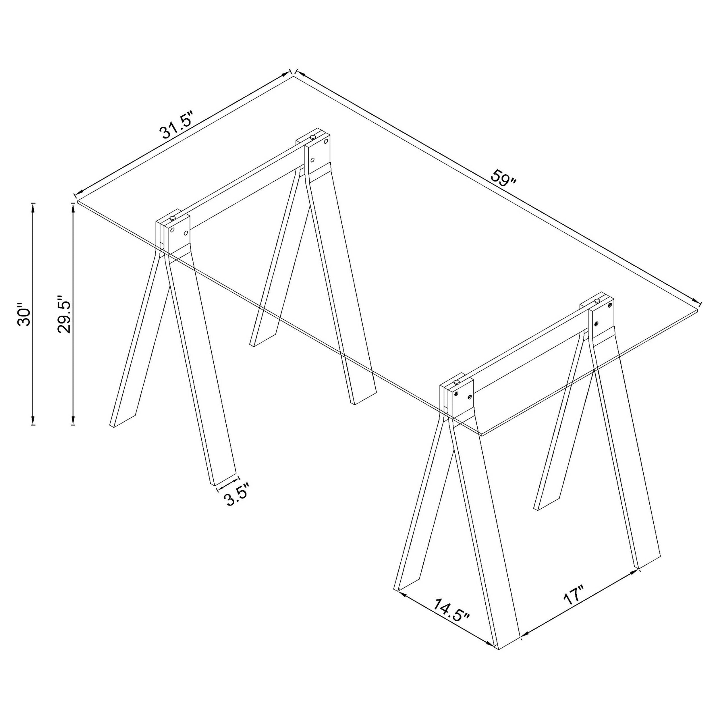 Amaturo Writing Desk with Glass Top Clear