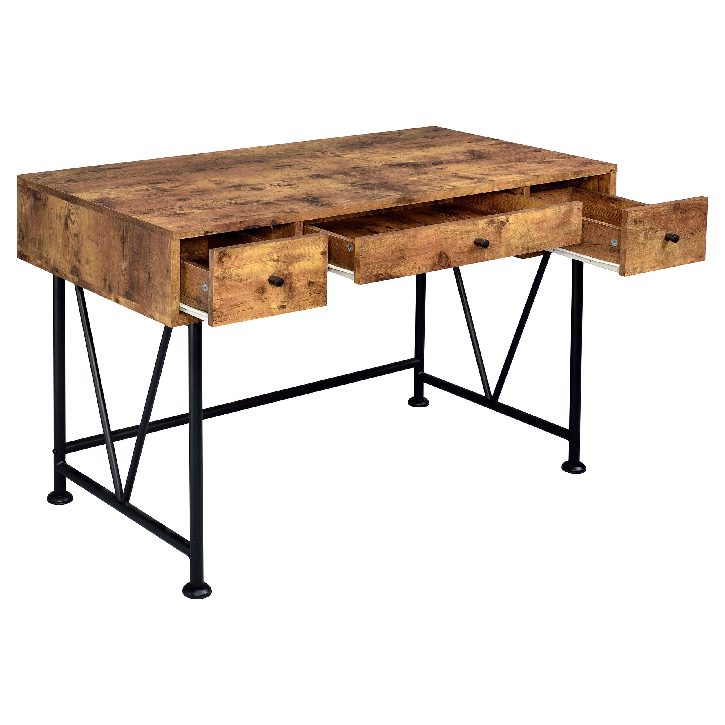 Analiese 3-drawer Writing Desk Antique Nutmeg and Black