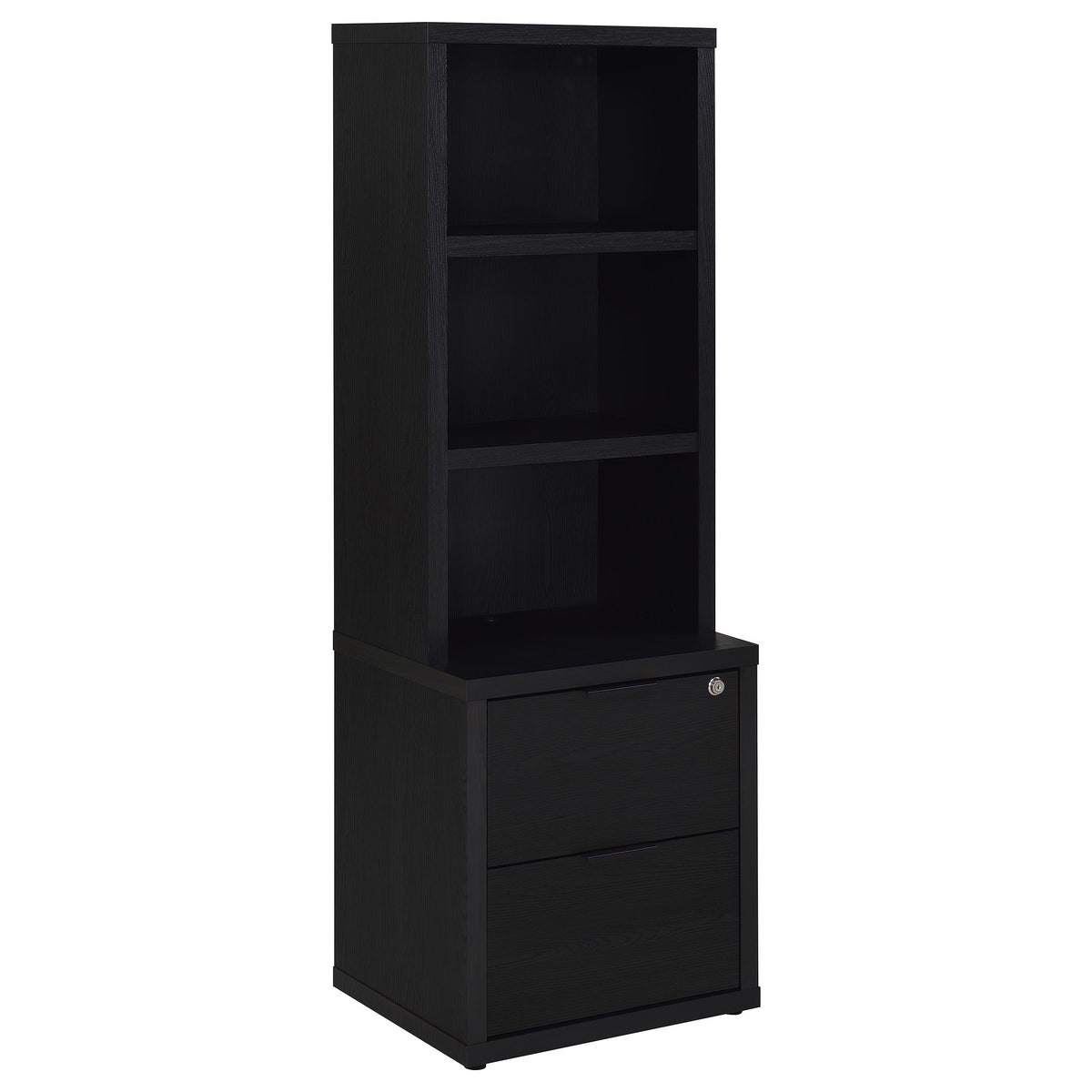 Westpark 3-shelf Bookcase USB and Lockable Drawer Black