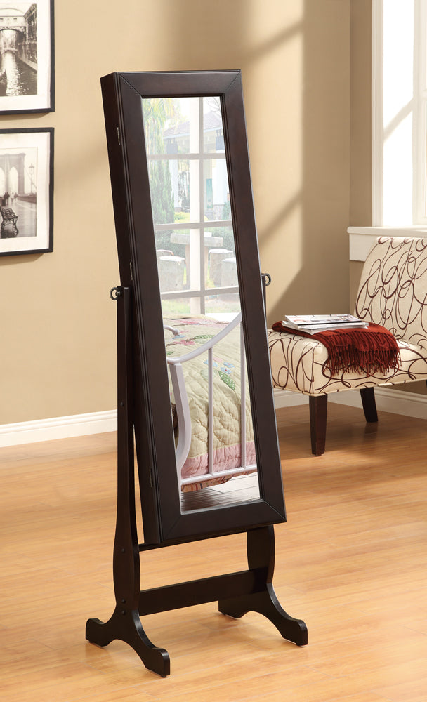 Belzar Jewelry Cheval Mirror with Drawers Cappuccino