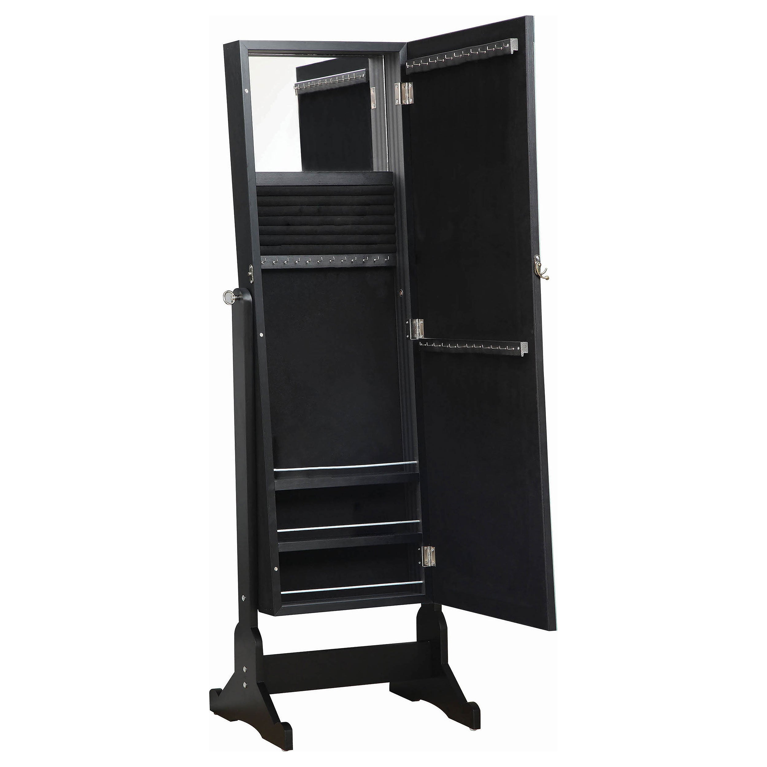 Cortez Storage Jewelry Cheval Mirror Black