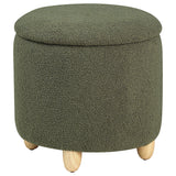 Valia Faux Sheepskin Upholstered Round Storage Ottoman Black