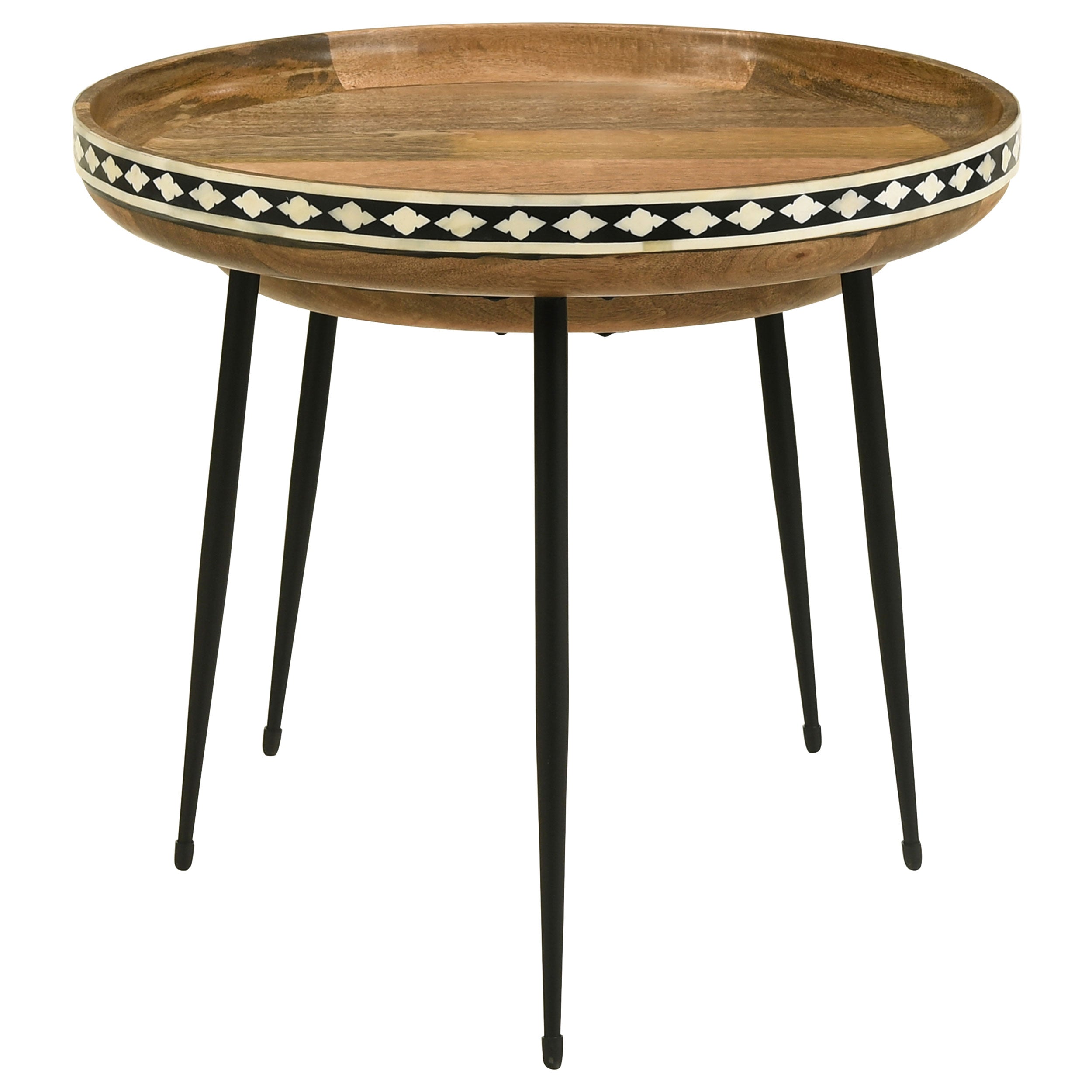 Ollie 2-piece Round Nesting Table Natural and Black