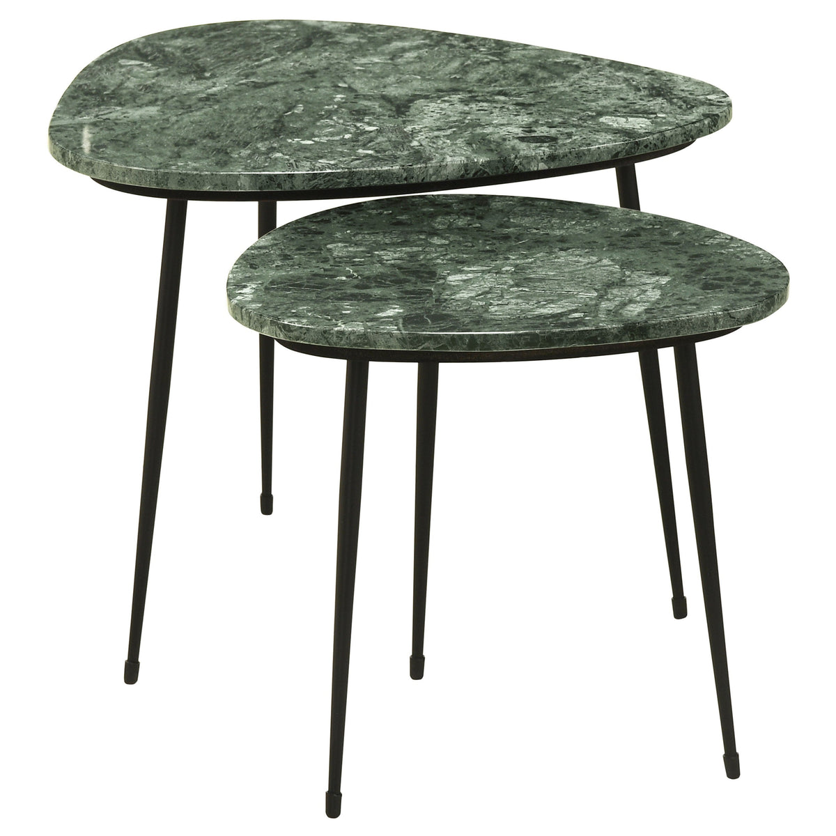 Tobias  Triangular Marble Top Nesting Table Green