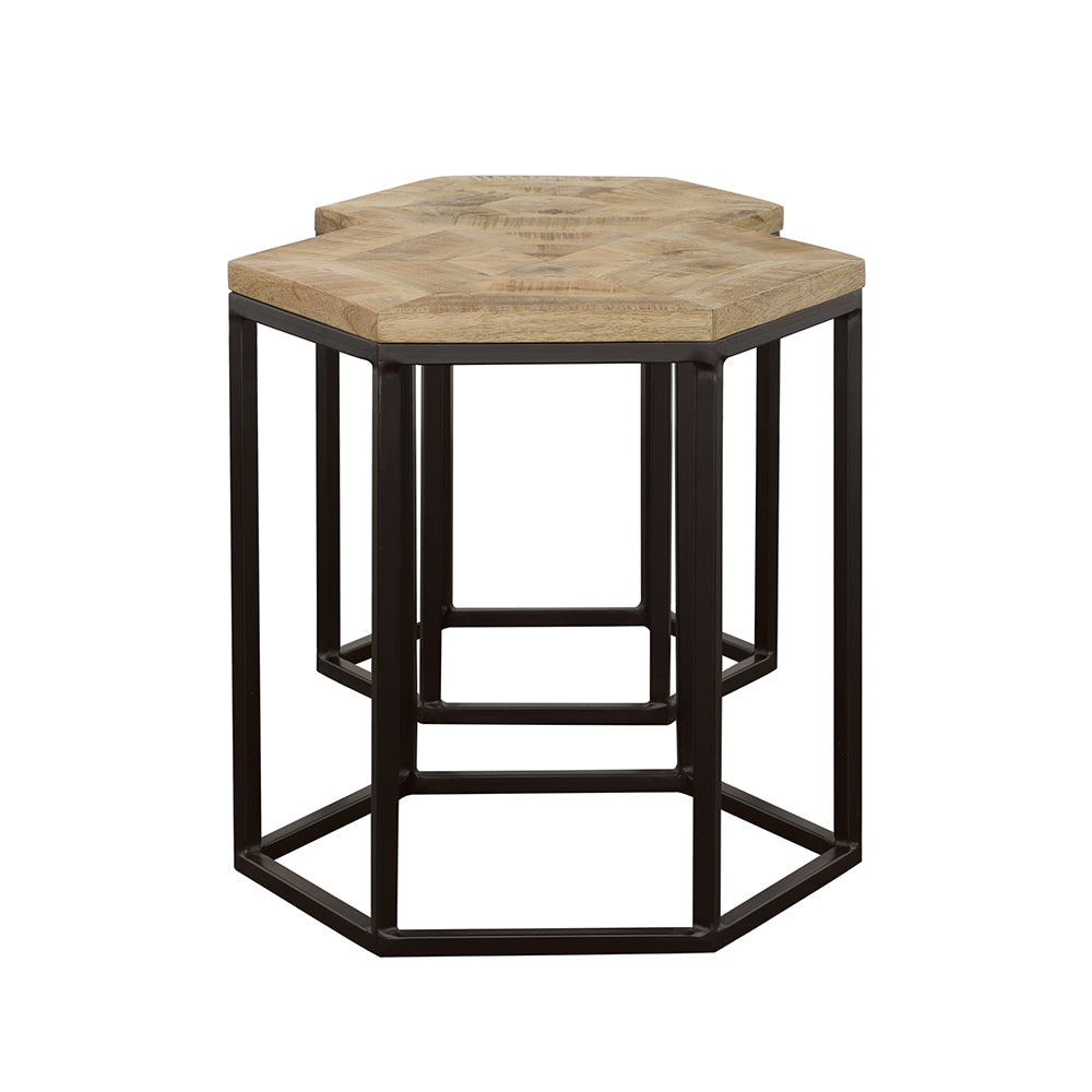 Adger 2-piece Hexagon Nesting Tables Natural and Black