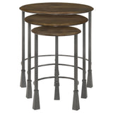 Deja 3-piece Round Nesting Table Natural and Gunmetal