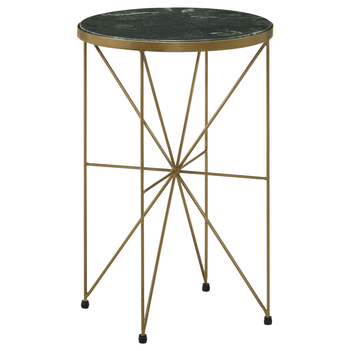 Eliska Round Accent Table with Marble Top Green and Antique Gold