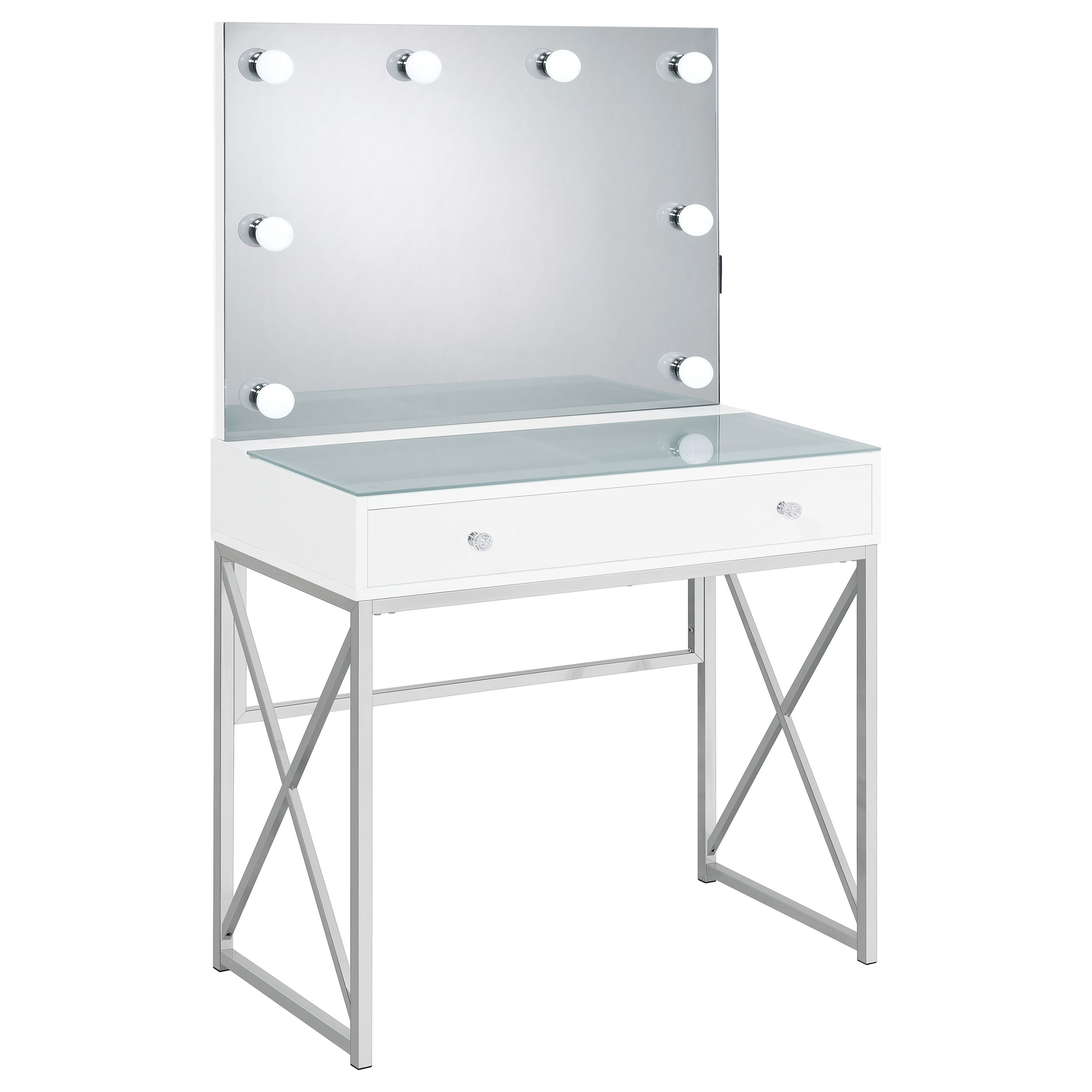 Eliza 2-piece Vanity Set with Hollywood Lighting White and Chrome